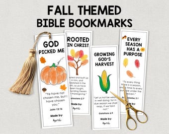 Christian Fall Bible Verse Bookmark, Faith Fingerprint Art Keepsake Printable, Sunday School Craft, Childrens Ministry Religious Activity