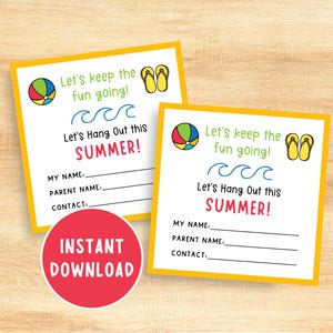 Sommer Spiel Datum Karten, niedliche Kinder Visitenkarten, Let's Play Kinder Visitenkarten, Freund Spieldatum Einladung Kontaktkarte, digitaler Download