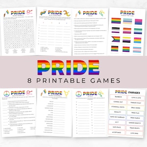8 Printable Pride Month Party Games, LGBTQ+ Pride Games Bundle, LGBTQ Trivia, Rainbow Party Games for Adults, Digital Download