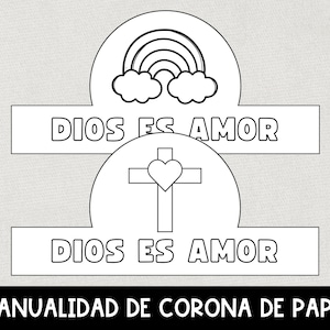 Dios Es Amor Bible Crown, God is Love Printable Faith Headband, Kids Spanish Sunday School Craft, Manualidad Biblica, Escuela Dominical