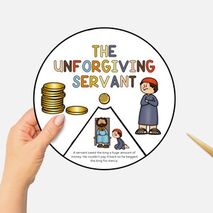 Parable of the Unforgiving Servant, Printable Bible Coloring Wheel, Kids Sunday School Craft, Jesus Story Spinning Wheel, Christian