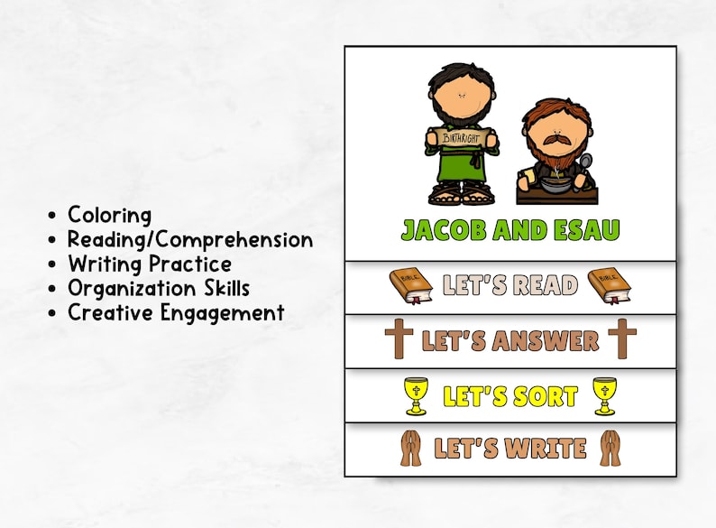 Jacob and Esau, Printable Bible Flipbook, Sunday School Craft, Kids ...
