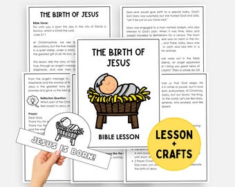 Christmas Bible Lesson, Nativity Story Printable, Birth of Jesus Sunday School Crafts, Kids Bible Study, Religious Church Christmas