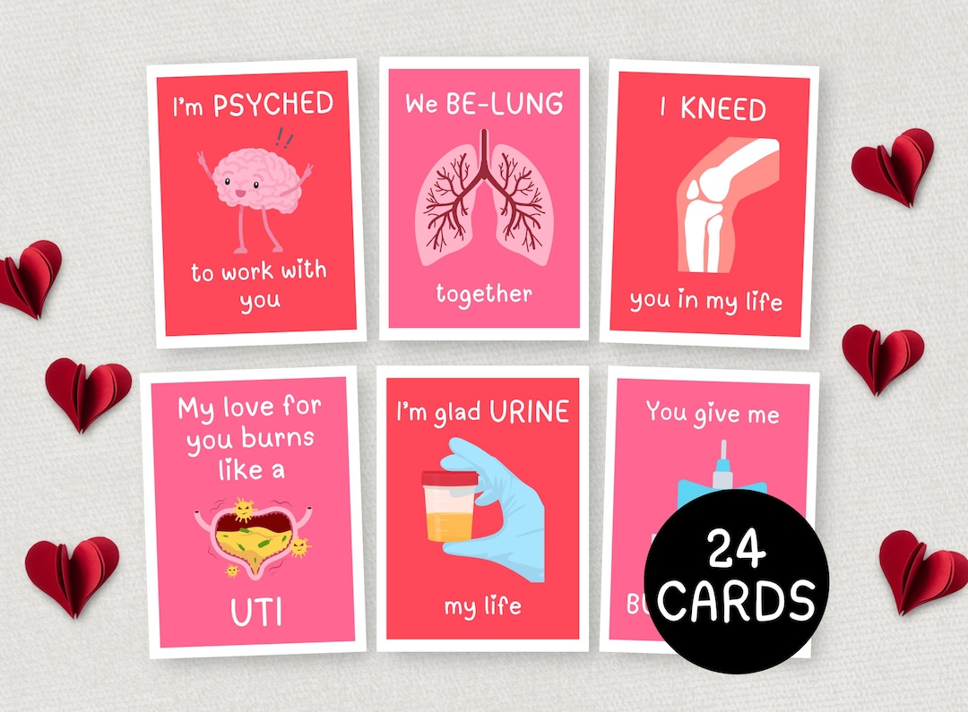 Medical Valentines 24 Printable Nurse Valentine Gift Tags Funny