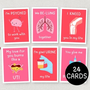 Saint-Valentin médical, 24 étiquettes-cadeaux imprimables pour la Saint-Valentin pour infirmière, cartes de santé drôles pour la Saint-Valentin pour médecin, infirmière autorisée, étudiant, employé, collègue