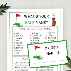 Whats Your Golf Name, Name Sign & Tags, Birthday Party Game, Icebreaker, Par-Tee Game, Golf Birthday, Retirement Party, Golf Theme