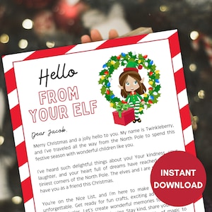 Carta de elfo editable, Carta de llegada de elfo, Hola de tu elfo, Carta de tu elfo, Carta de elfo imprimible, Cartas de Navidad, Plantilla Canva