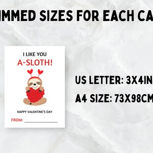 Printable Sloth Valentines, Fun School Valentine Gift Tags, Kids ...