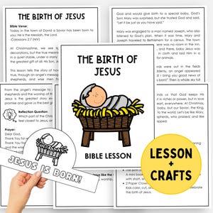 Christmas Bible Lesson, Nativity Story Printable, Birth of Jesus Sunday School Crafts, Kids Bible Study, Religious Church Christmas