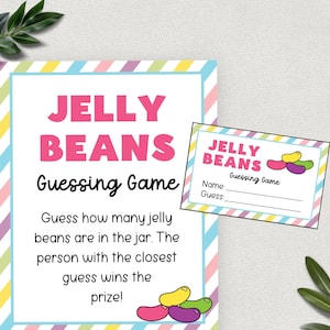 Jelly Bean Guessing Game Sign, Guess How Many Jelly Beans in the Jar, Printable Candy Game, Easter Party Game for Kids and Adults