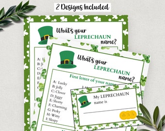 Whats Your Leprechaun Name, What's my Leprechaun name, St Patricks Day Games, Leprechaun Name, Leprechaun Game, Saint Patricks Day