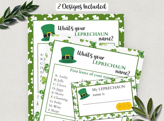 Whats Your Leprechaun Name, What's my Leprechaun name, St Patricks Day Games, Leprechaun Name, Leprechaun Game, Saint Patricks Day