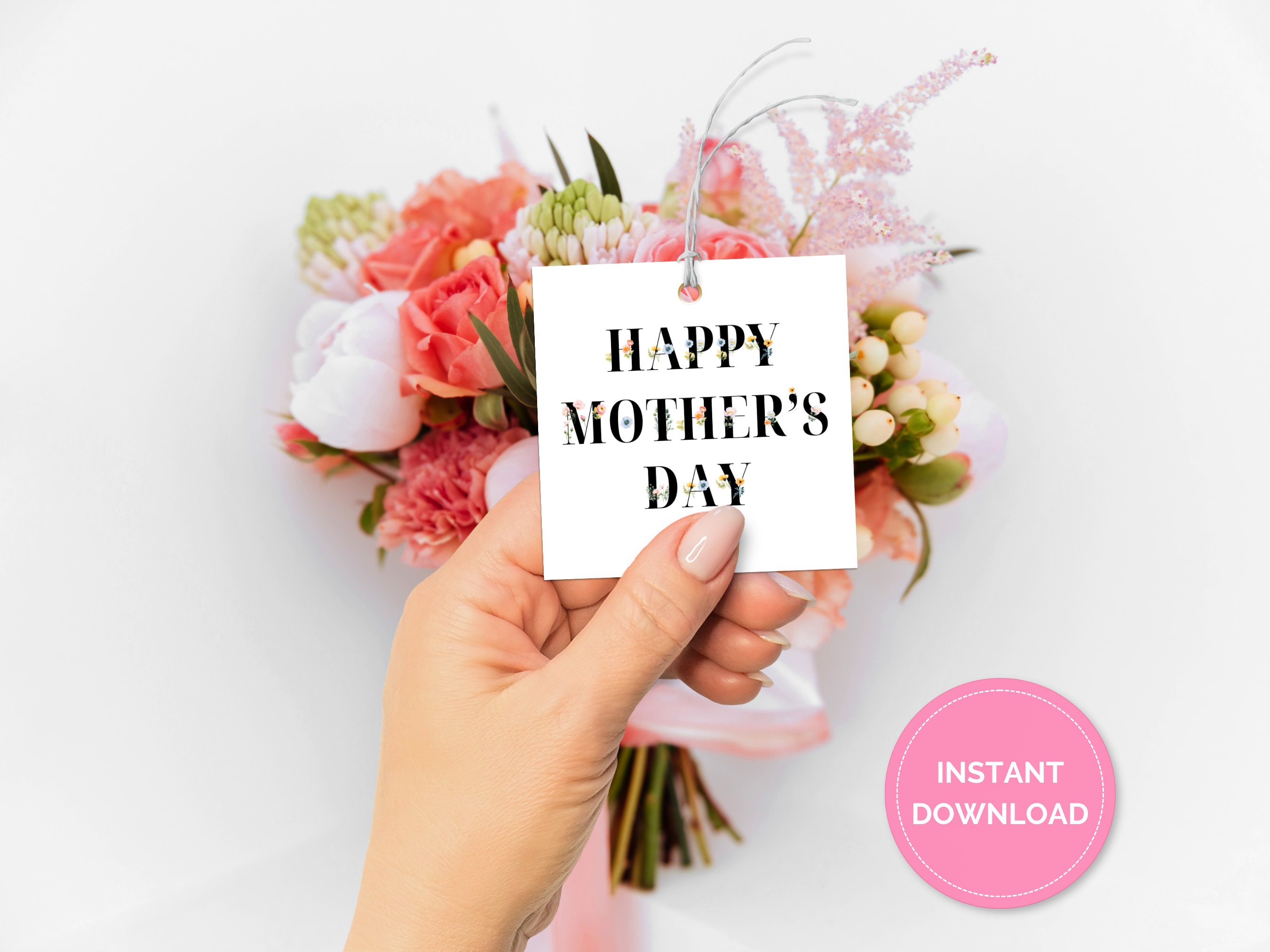 Happy Mothers Day Tag, Printable Square Mother's Day Tags, Mother's Day ...
