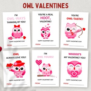 Coruja Valentine, Cartões de Dia dos Namorados para Imprimir em Sala de Aula, Etiquetas para Presentes de Estudantes, Cartões de Dia dos Namorados para Crianças na Escola, Cartões de Dia dos Namorados para Crianças em Idade Pré-Escolar