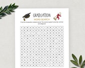 Graduation Word Search, Printable Graduation Party Game, Fun High School/College/University Graduation Activity, Grad Game