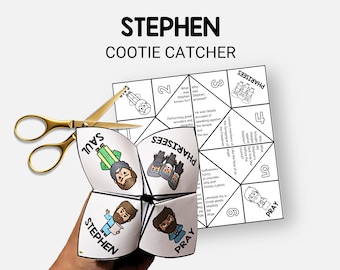 Stephen, Bible Cootie Catcher Printable, Sunday School Craft, Kids Bible Study Fortune Teller, VBS Activity, Christian Homeschool