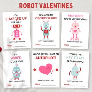 Robot Valentine, cartões de dia dos namorados para impressão em sala de aula, etiquetas de presente para estudantes, cartões de dia dos namorados para crianças na escola, cartões de dia dos namorados para meninos em idade pré-escolar