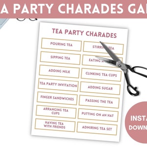 Tea Party Charades, Printable Charades Game, Tea Party Games, Tea Party ...