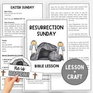 Resurrection Sunday Bible Lesson, Holy Week Printable, Christian Easter, Kids Sunday School, The Easter Story, He is Risen Craft