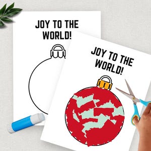 Gioia al mondo, lavoretti natalizi, lavoretti di carta strappata tagliata e incollata per bambini, regalo ricordo della Natività