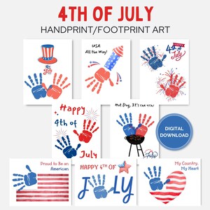 4th of July Handprint Craft, Printable Independence Day Handprint, Preschool Art Teacher Resource, Patriotic Keepsake Activity