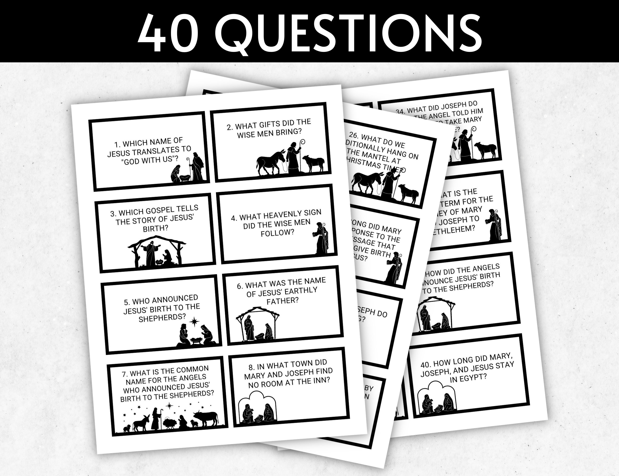 Christmas Bible Trivia Game, Printable Nativity Quiz, Sunday School