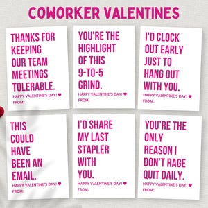 Saint-Valentin collègue de travail, étiquettes imprimables pour cadeaux de bureau Saint-Valentin, cartes de Saint-Valentin drôles au travail pour employé, personnel, collègue, cadeau Bestie de travail
