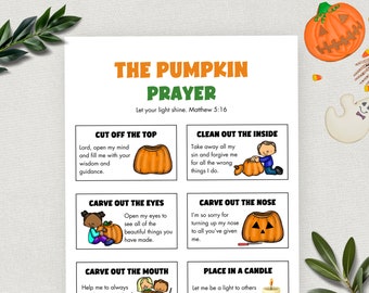 Pumpkin Carving Christian Halloween Activity, Printable Pumpkin Prayer, Religious Halloween Activity for Kids, Sunday School