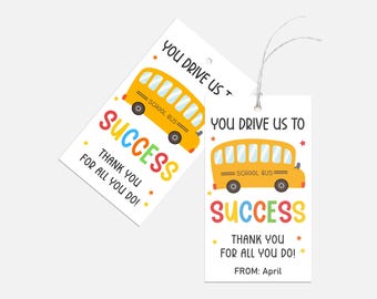 School Bus Driver Appreciation Tag, Printable Bus Driver Thank You Tags, Bus Driver Gift Tag, Driver Appreciation, Digital Download