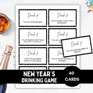 Jeu à boire pour la Saint-Sylvestre, à boire si imprimable, jeu à boire pour adultes pour le nouvel an 2024, jeux à boire amusants, fête du NYE, bricolage, téléchargement numérique