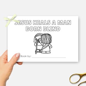 Jesus Heals a Man Born Blind, Miracles of Jesus Printable Mini Bible Book, Sunday School Craft, Kids Bible Lesson Coloring Activity
