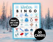 Winter Bingo, 50 Holiday Bingo Cards, Fun Winter Wonderland Party Games, Seniors Bingo, Printable Winter Activity for Kids and Adults