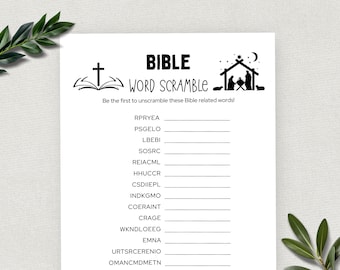 Printable Bible Word Scramble, Bible Games, Fun Christian Youth Group Game, Sunday School, Church Study Activity for Kids and Adults