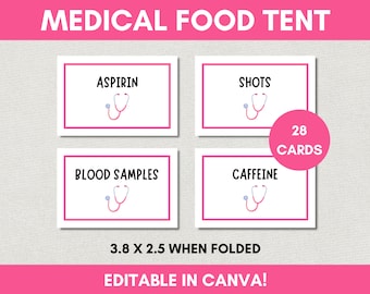 Nursing Graduation Party Tent Cards Printable, Food Place Cards, Nurse Retirement, Nurse Grad Party, Medical/Nurse Graduation - Canva