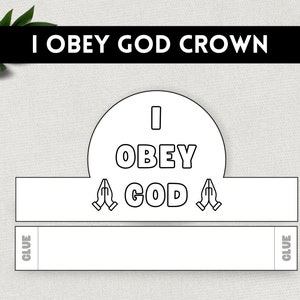 I Obey God Bible Crown, 10 Commandments, Printable Faith Crown, Sunday School Craft, Kids Bible Study, Moses Story, Christian Homeschool