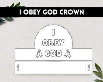 I Obey God Bible Crown, 10 Commandments, Printable Faith Crown, Sunday School Craft, Kids Bible Study, Moses Story, Christian Homeschool