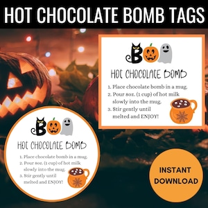 Halloween Schokoladenbombe Tags, Kakao Bombe Tag, Schokoladen Bombe Boo Tags, Gunst Tag, Halloween Leckerei Tag, Geschenk für Lehrer