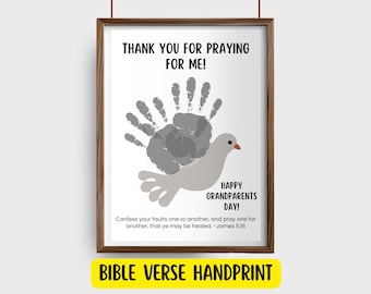 Grandparents Day Dove Handprint Craft, Christian Preschool Bible Verse Art, Toddler PreK Religious DIY Keepsake, Church Sunday School Gift