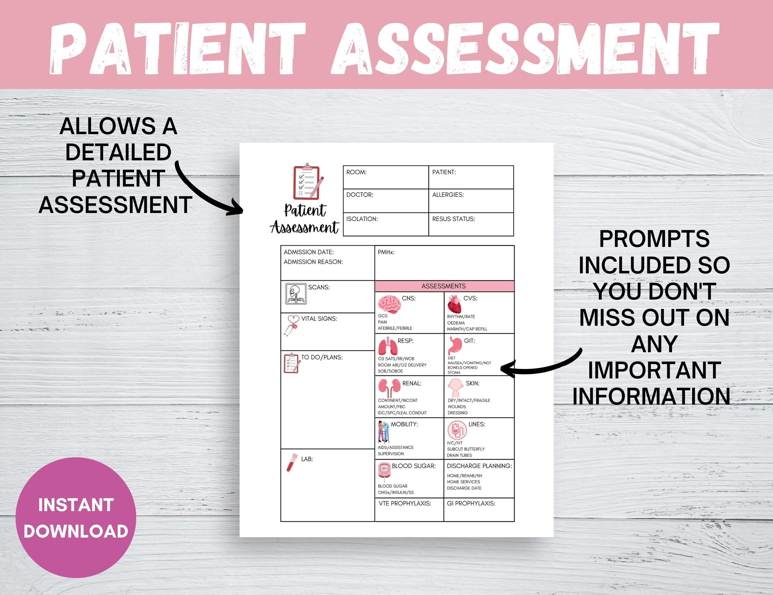 Nursing Report Sheet, Nurse Brain Sheet, RN Report Sheet, Patient
