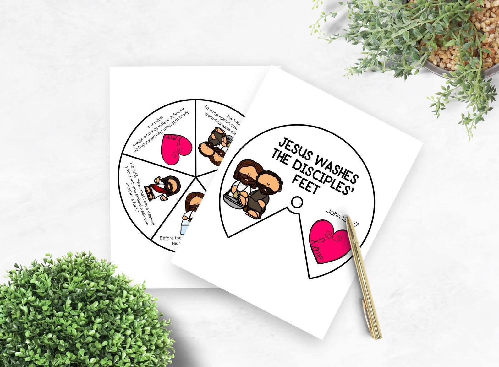 Jesus Washes Disciples Feet, Holy Week Printable Coloring Wheel, Sunday ...