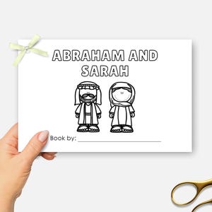 Abraham and Sarah, Printable Mini Bible Book, Sunday School Craft, Promises of God Bible Lesson Coloring Activity, Half Page Story Book
