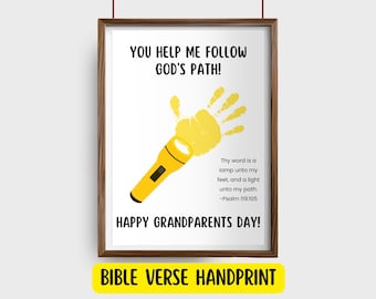 Grandparents Day Torch Handprint Craft, Christian Preschool Bible Verse Art, Toddler PreK Religious DIY Keepsake, Church Sunday School Gift