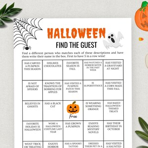 Halloween Find The Guest Bingo, Find Someone Who, Printable Human Bingo, Get to Know You, Halloween Party Icebreaker Game, Family Reunion