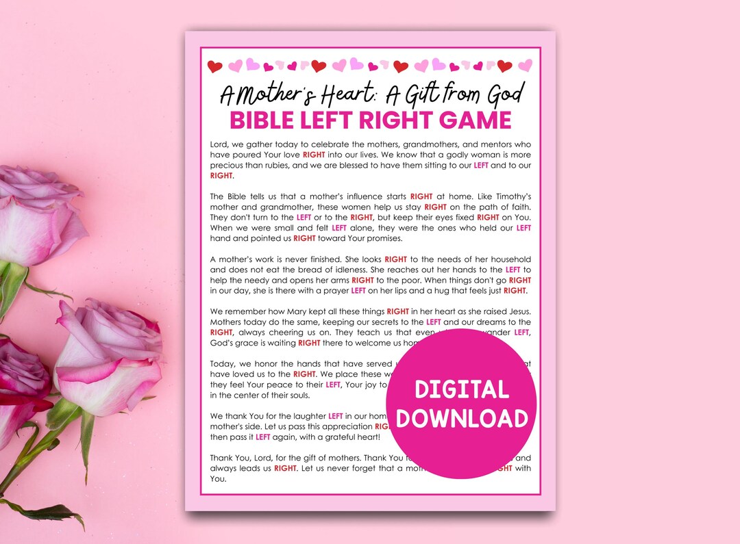 Mothers Day Bible Left Right Game, Christian Pass the Gift, Womens ...