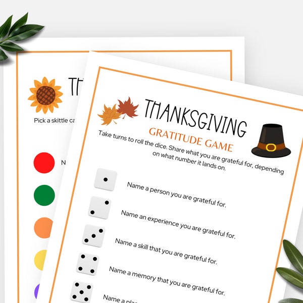 Gratitude Game, Printable Thanksgiving Game, Friendsgiving Game, Candy Dice, Gratitude Dice Game for Kids and Adults, Turkey Day Activity