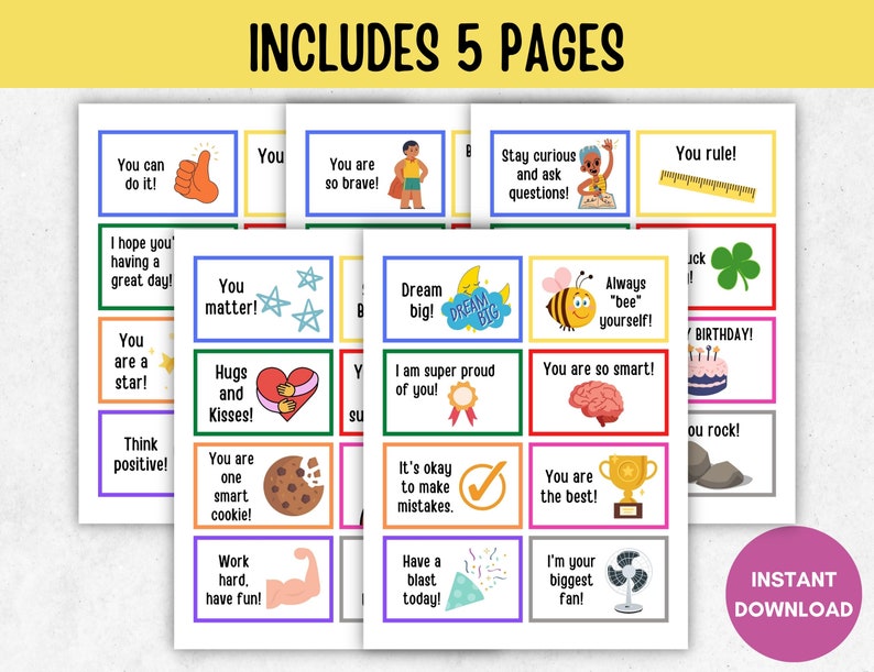 Printable Lunch Box Notes Lunch Box Notes Lunch Box Notes for Kids