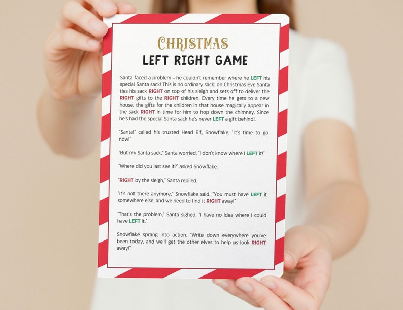 Christmas Left Right Game, Gift Exchange Game, Christmas Party Game