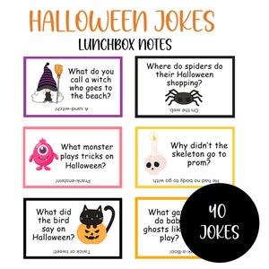 Blagues d'Halloween pour enfants, 40 blagues sur la boîte à lunch d'Halloween, Notes sur la boîte à lunch, blagues pour papa, blagues pour enfants, Halloween amusante