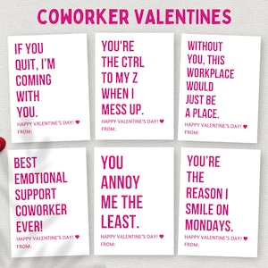 Saint-Valentin collègue de travail, étiquettes imprimables pour cadeaux de bureau Saint-Valentin, cartes de Saint-Valentin drôles au travail pour employé, personnel, collègue, cadeau Bestie de travail