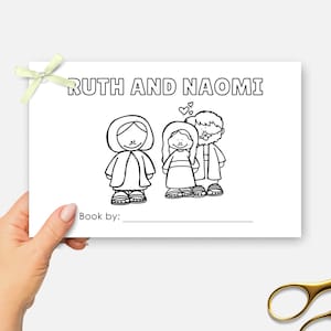 Ruth and Boaz, Ruth and Naomi, Printable Mini Bible Book, Sunday School Craft, Kids Bible Lesson Coloring Activity, Half Page Story Book